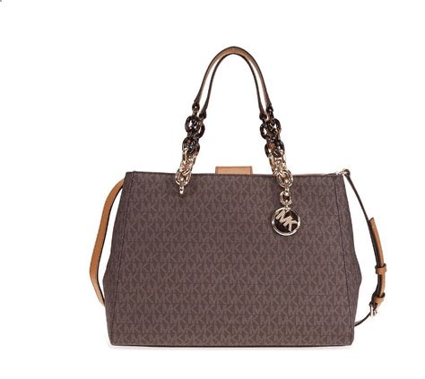 michael kors cindy medium logo and leather satchel|Cindy Medium Logo and Leather Satchel .